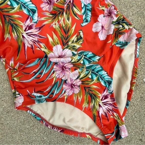Kona Sol Hawaiian Floral One Piece Swimsuit Size 14 - Picture 6 of 8